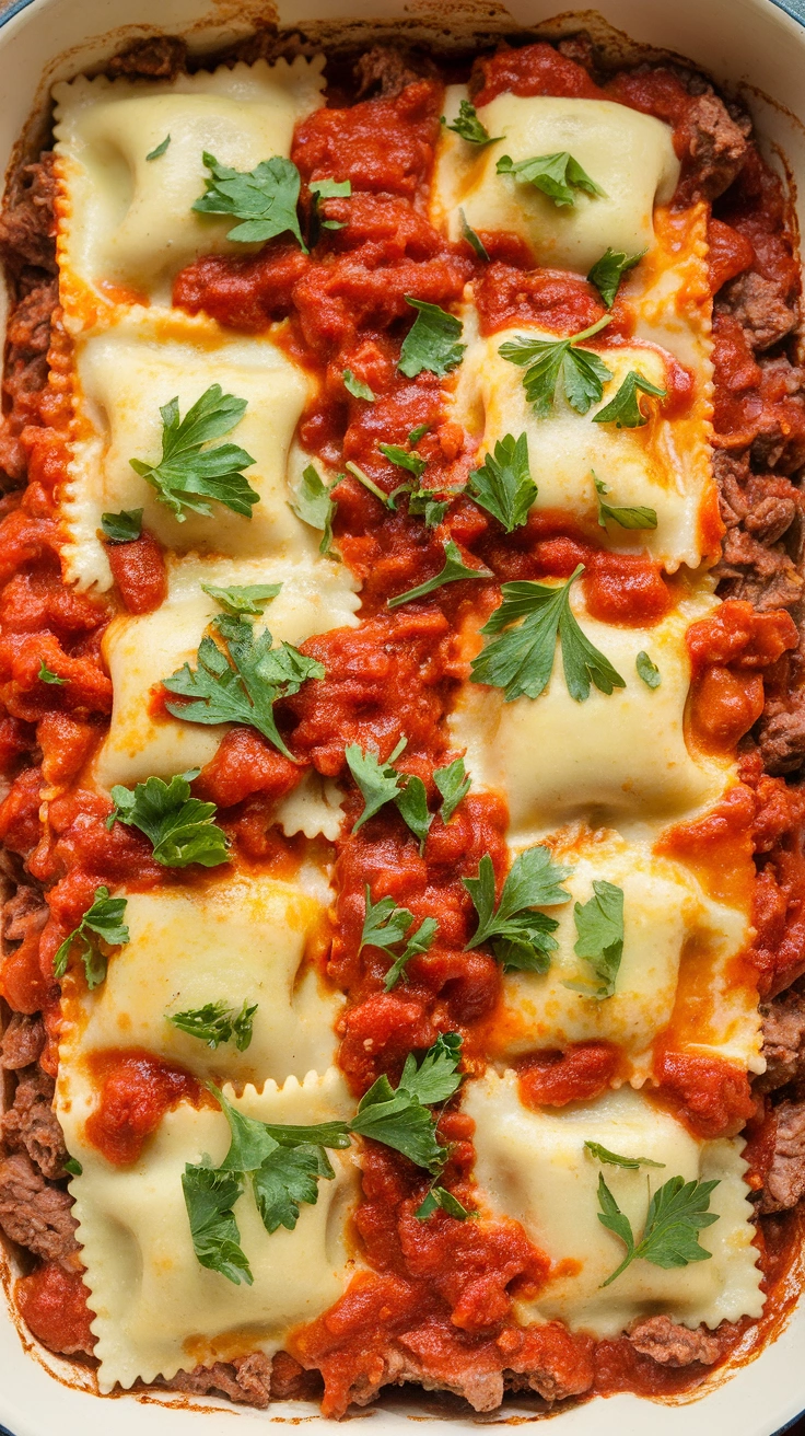 Cheesy Ravioli Lasagna Bake