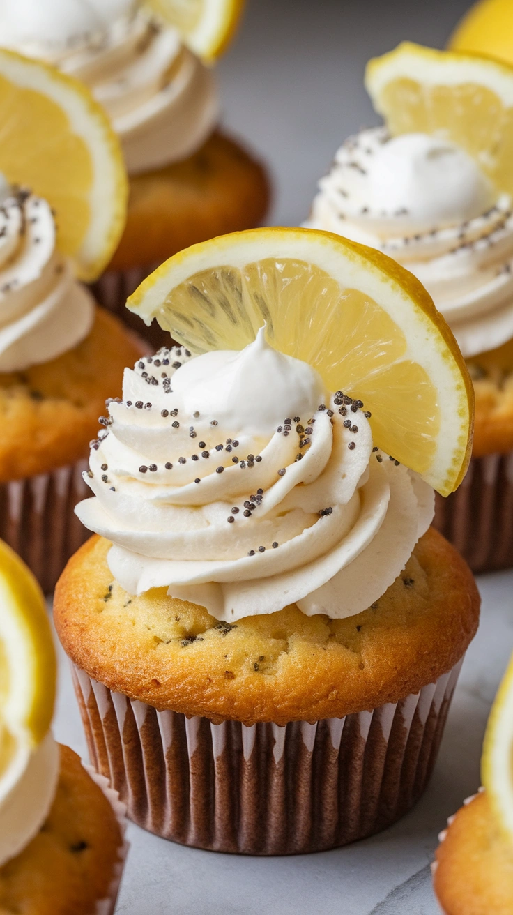 Lemon Poppy Seed Sourdough Discard Cupcakes