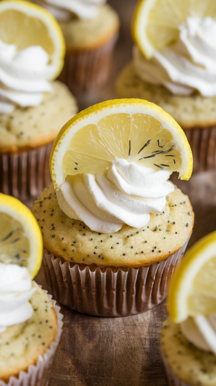 Lemon Poppy Seed Sourdough Discard Cupcakes