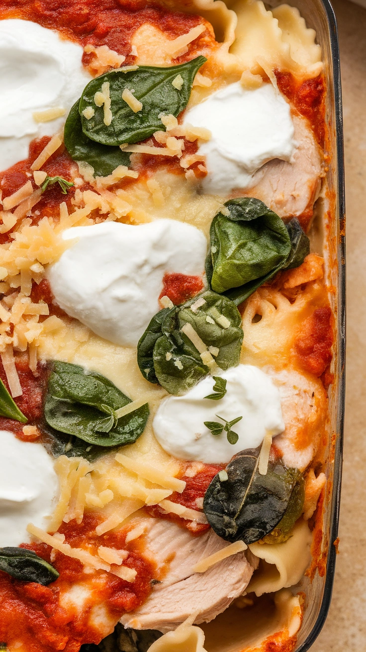 Creamy White Chicken and Spinach Lasagna