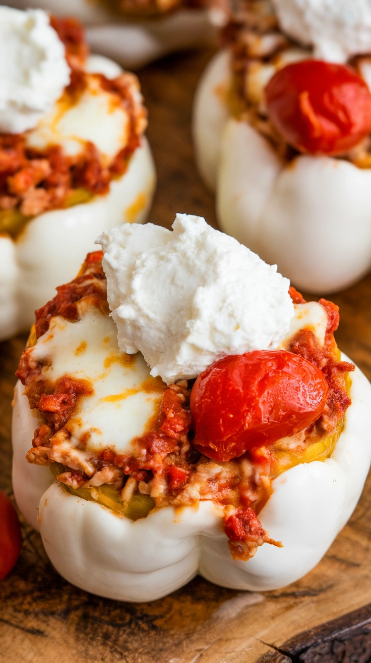 Cheesy White Lasagna Stuffed Peppers