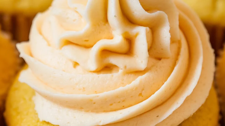 Yellow Cupcakes with Peach Cream Cheese Frosting - Featured