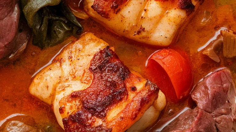 Ager Leaf Soup with Beef and Smoked Catfish - Featured