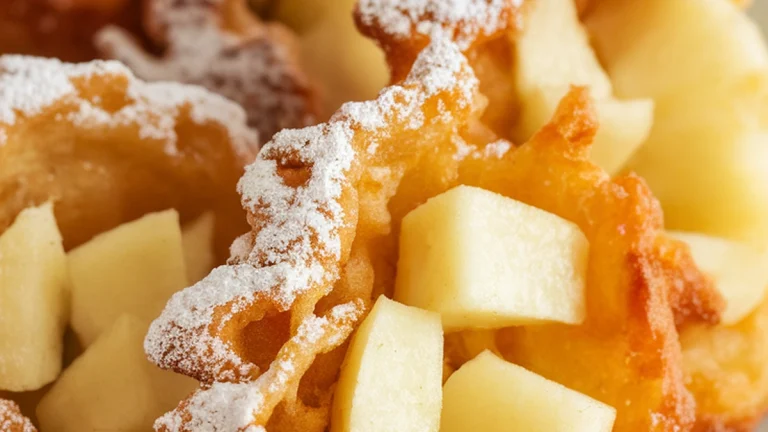 Apple Fritters with Powdered Sugar - Featured