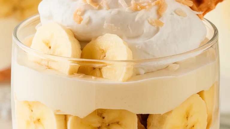 Banana Pudding with Vanilla Wafers and Coconut - Featured