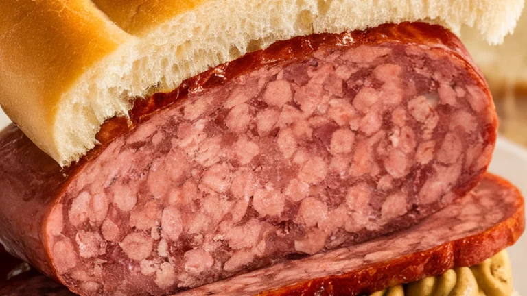 Bologna Kaiser Sandwich with Brown Mustard - Featured