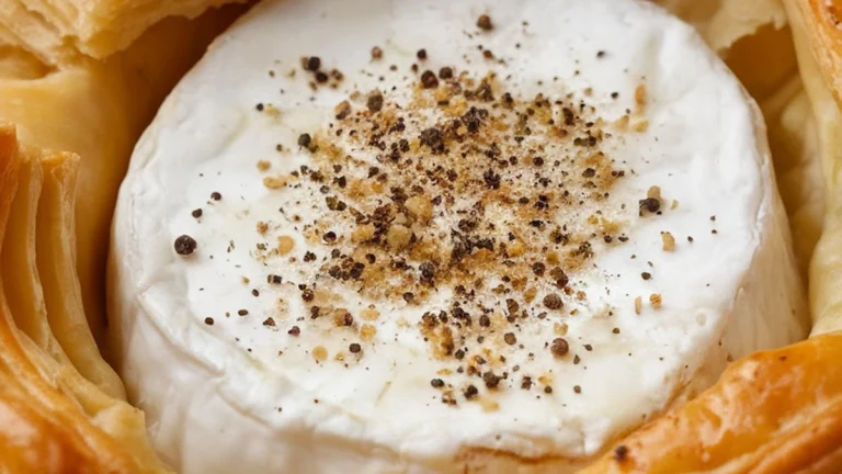 Brie in Puff Pastry with Black Pepper - Featured