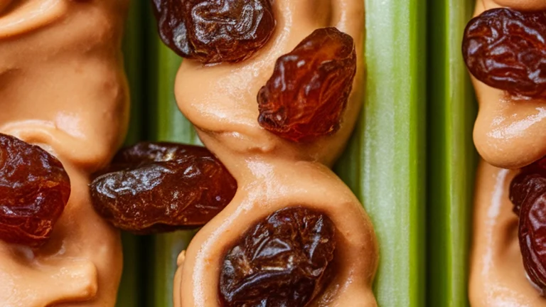 Celery Stalks with Peanut Butter and Raisins - Featured