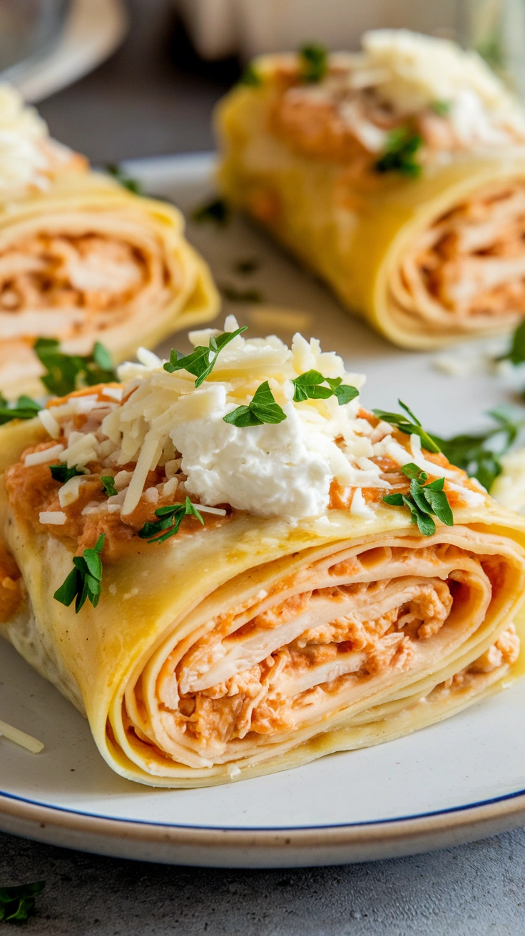 Creamy Chicken Alfredo Lasagna Roll-Ups