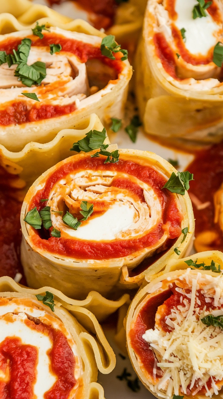 White Chicken Lasagna Roll Ups