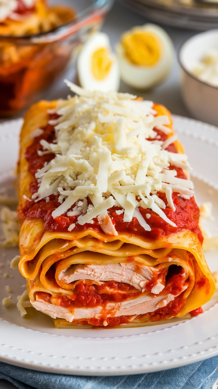 Chicken Alfredo Lasagna Roll Ups