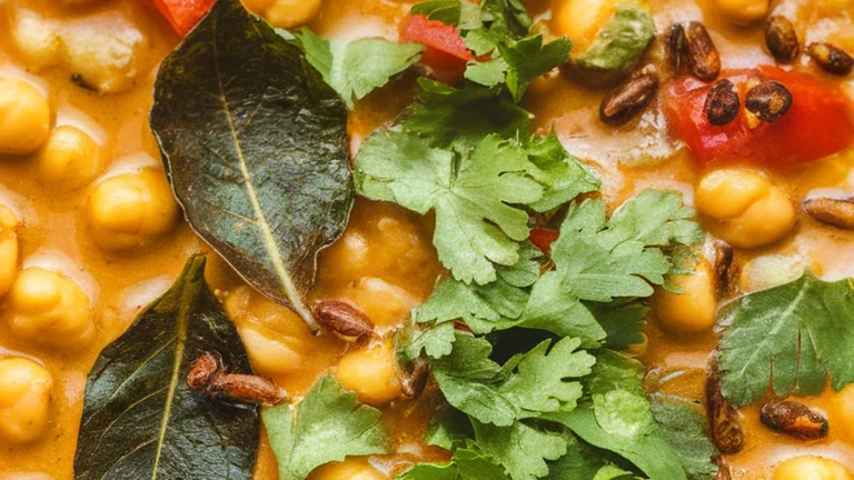 Chickpea Flour Curry with Tomato and Curry Leaves - Featured