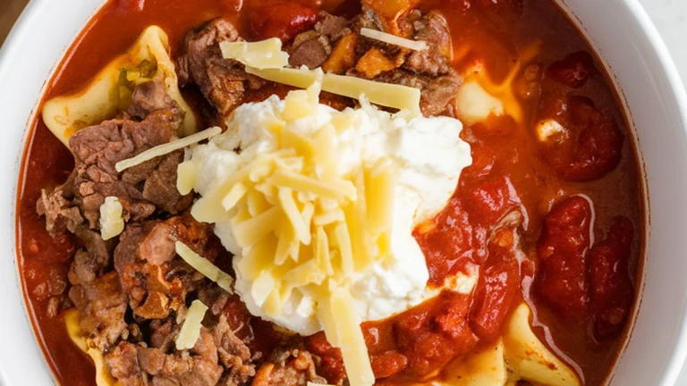 Easy One Pot Lasagna Soup Recipe - Featured