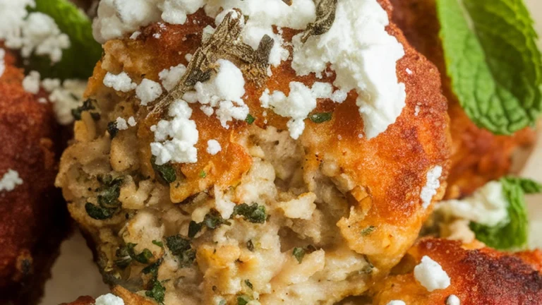 Fried Meatballs with Feta Mint and Oregano - Featured
