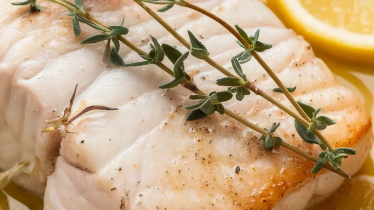 Halibut with Lemon Thyme and Fish Stock - Featured