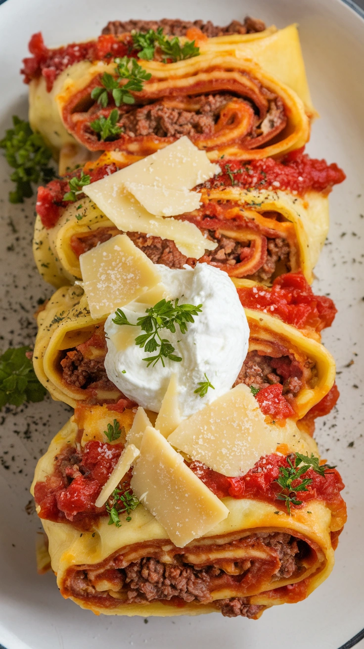 Three Cheese Lasagna Roll Ups