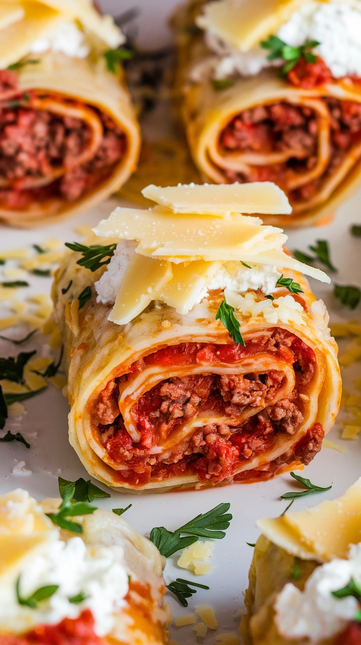 Three Cheese Lasagna Roll Ups