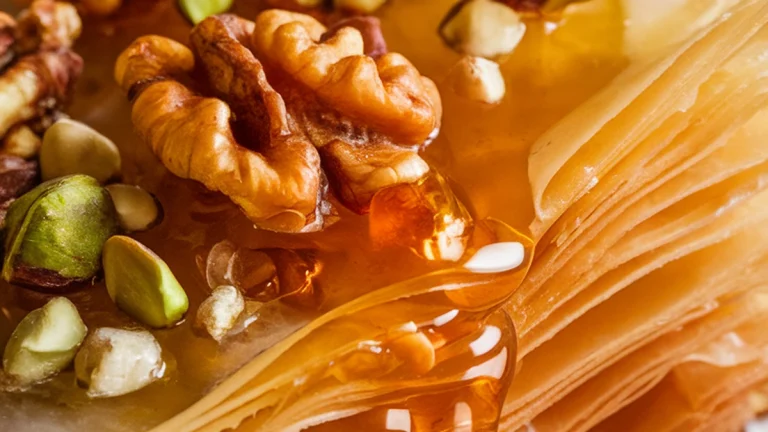 Nut Phyllo Pastry with Honey Cinnamon Syrup - Featured
