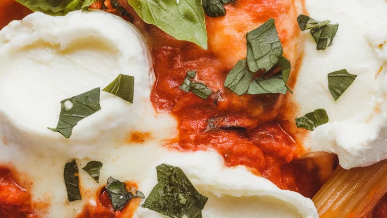 Penne with Ricotta Tomato and Mozzarella - Featured