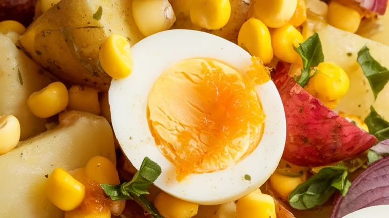 Potato Salad with Eggs Corn and Lemon Basil Dressing - Featured