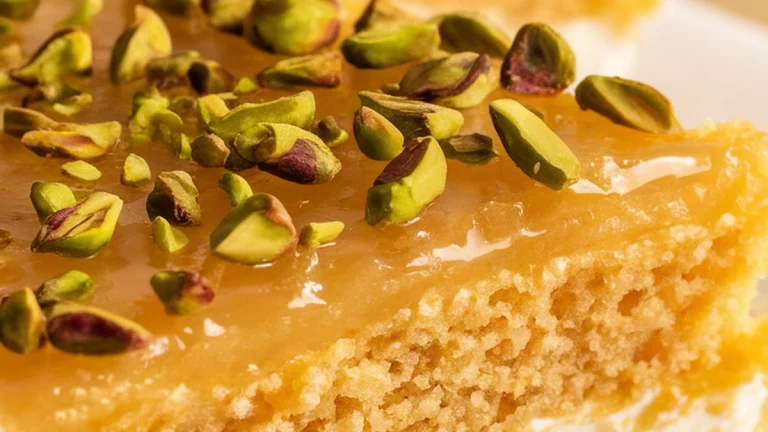 Semolina Coconut Cake with Lemon Syrup - Featured