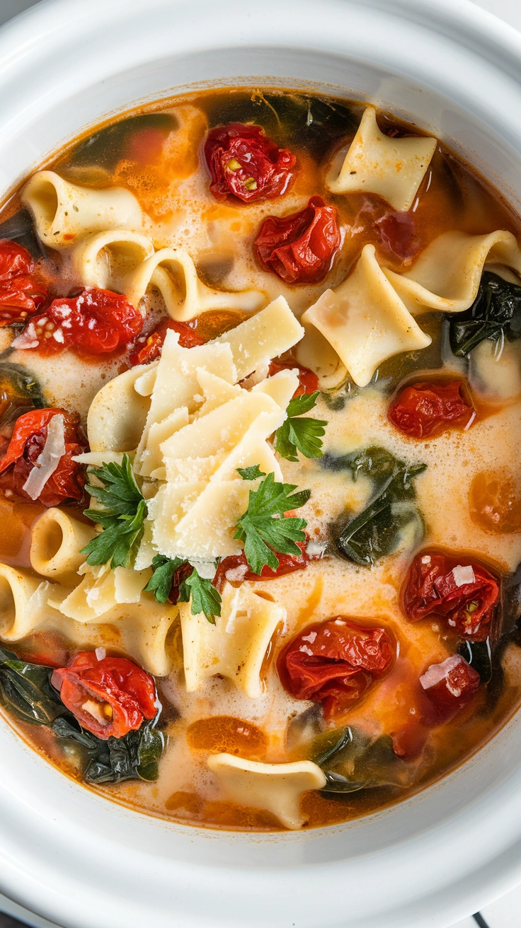 Creamy Slow Cooker White Lasagna Soup