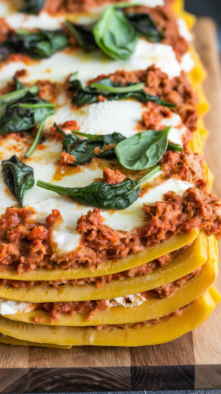 Baked Spaghetti Squash Lasagna Boats