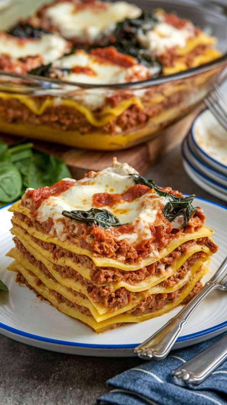 Cheesy Spaghetti Squash Lasagna Boats