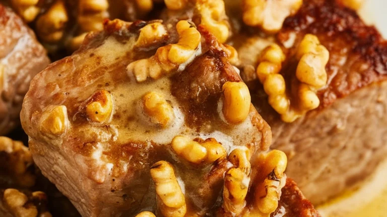 Veal or Chicken in Walnut Garlic Butter Sauce - Featured