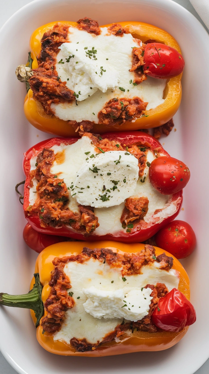 Low Carb White Lasagna Stuffed Peppers