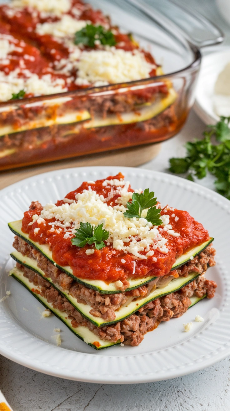 Layered Keto Zucchini Lasagna